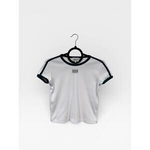 Vintage Y2K Marithé + François Girbaud Classic Logo Cropped Tee White Green S